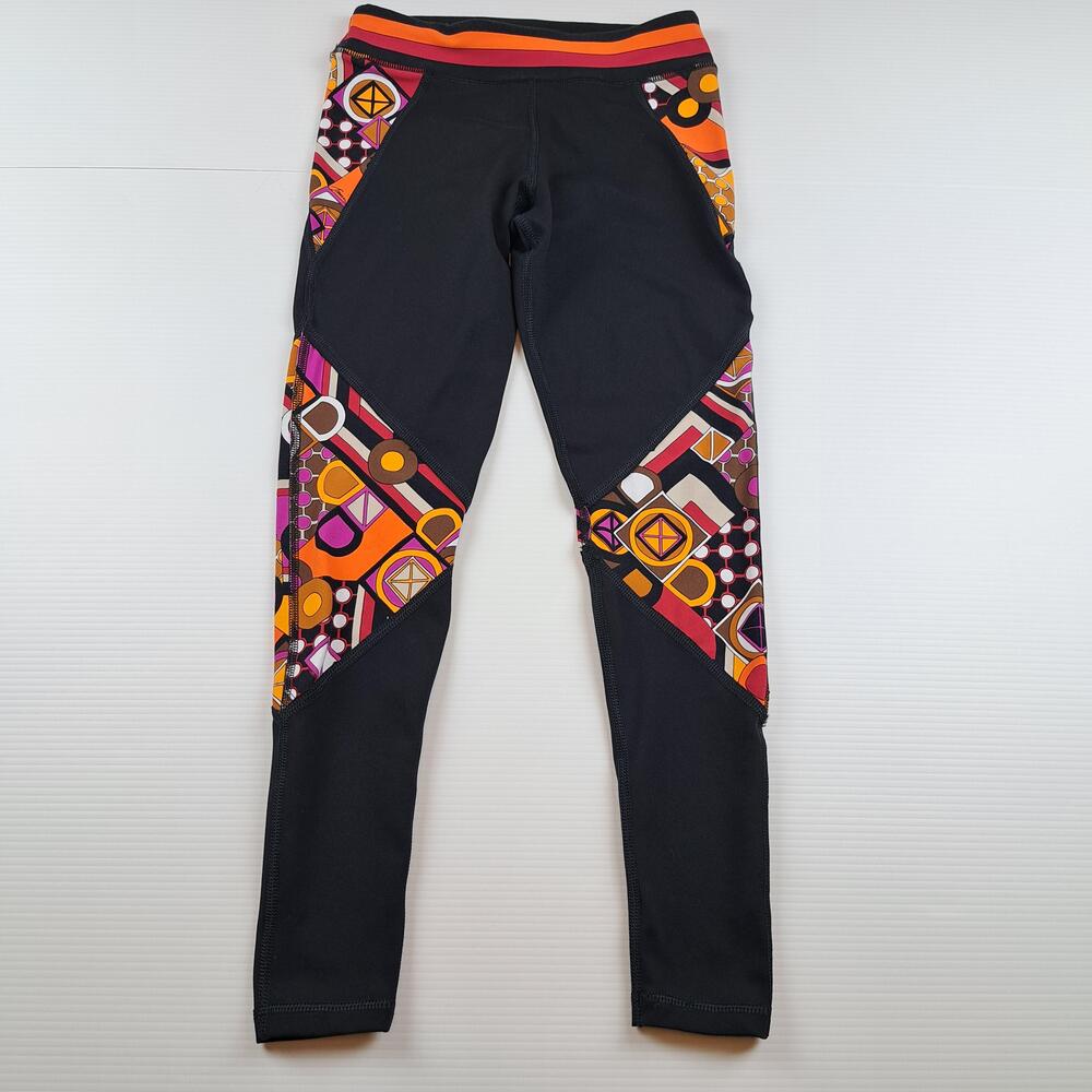 Trina Turk Leggings Womens XS Black Geometric Print Ankle Stretch Recreation